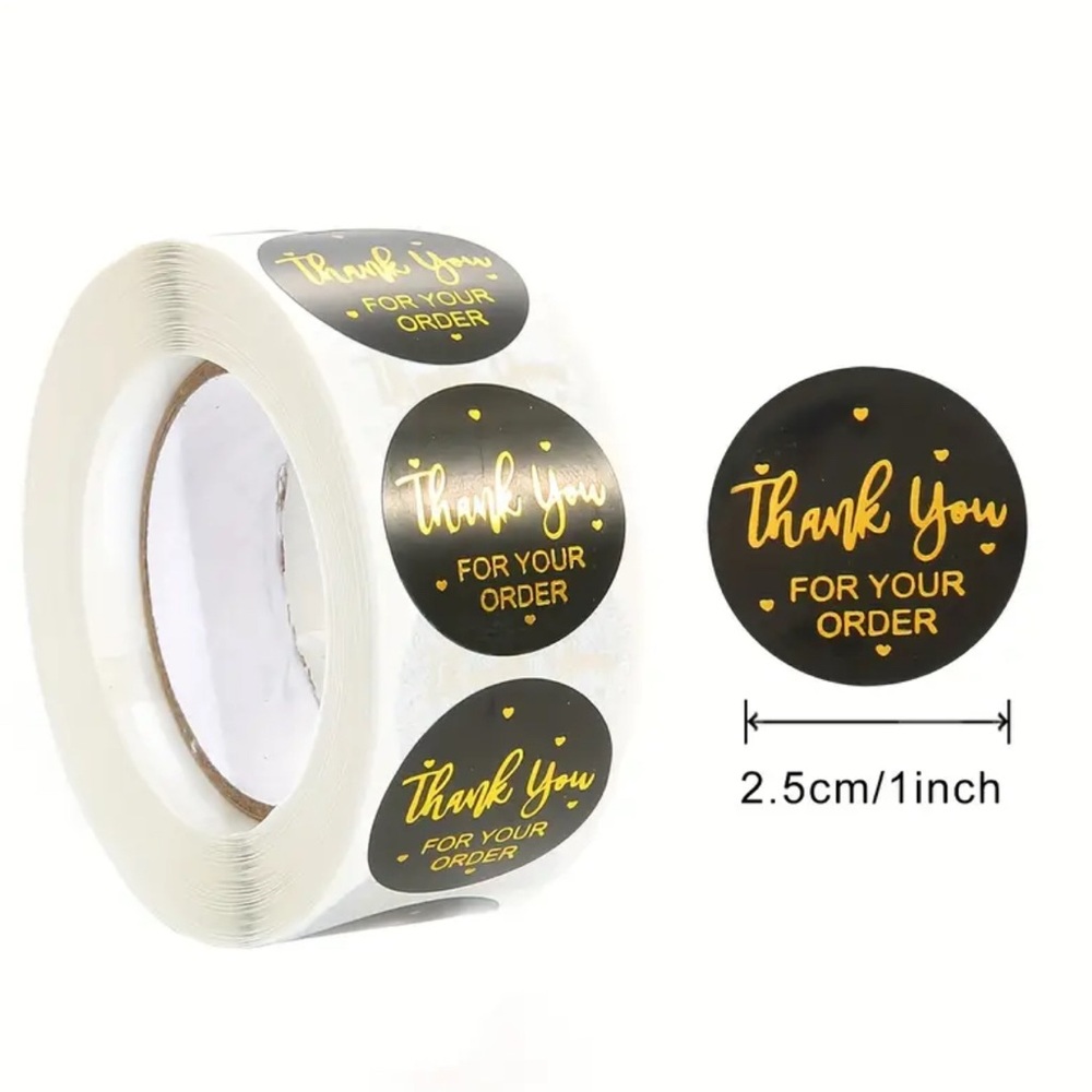500 Black Thank You Stickers